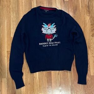 Brooks Brothers Navy Sweater with Dragon Design